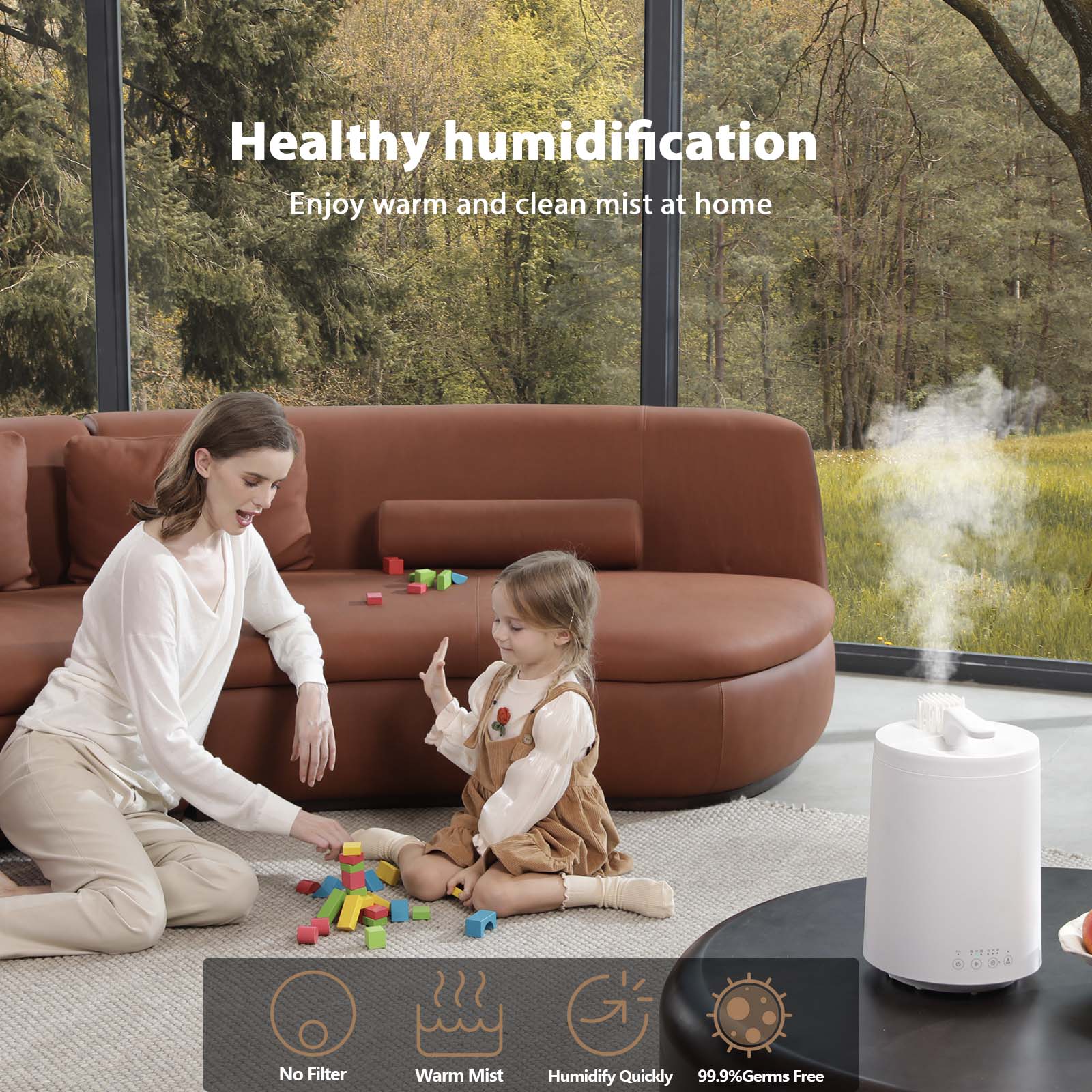 Humidificador de vapor 3L (0.8Gal) para dormitorio
