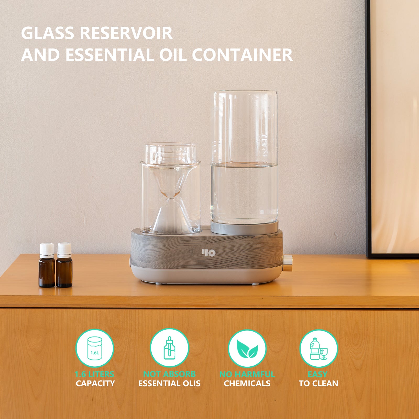 1,6 L en verre d'huile essentielle de vapeur arôme diffuseur