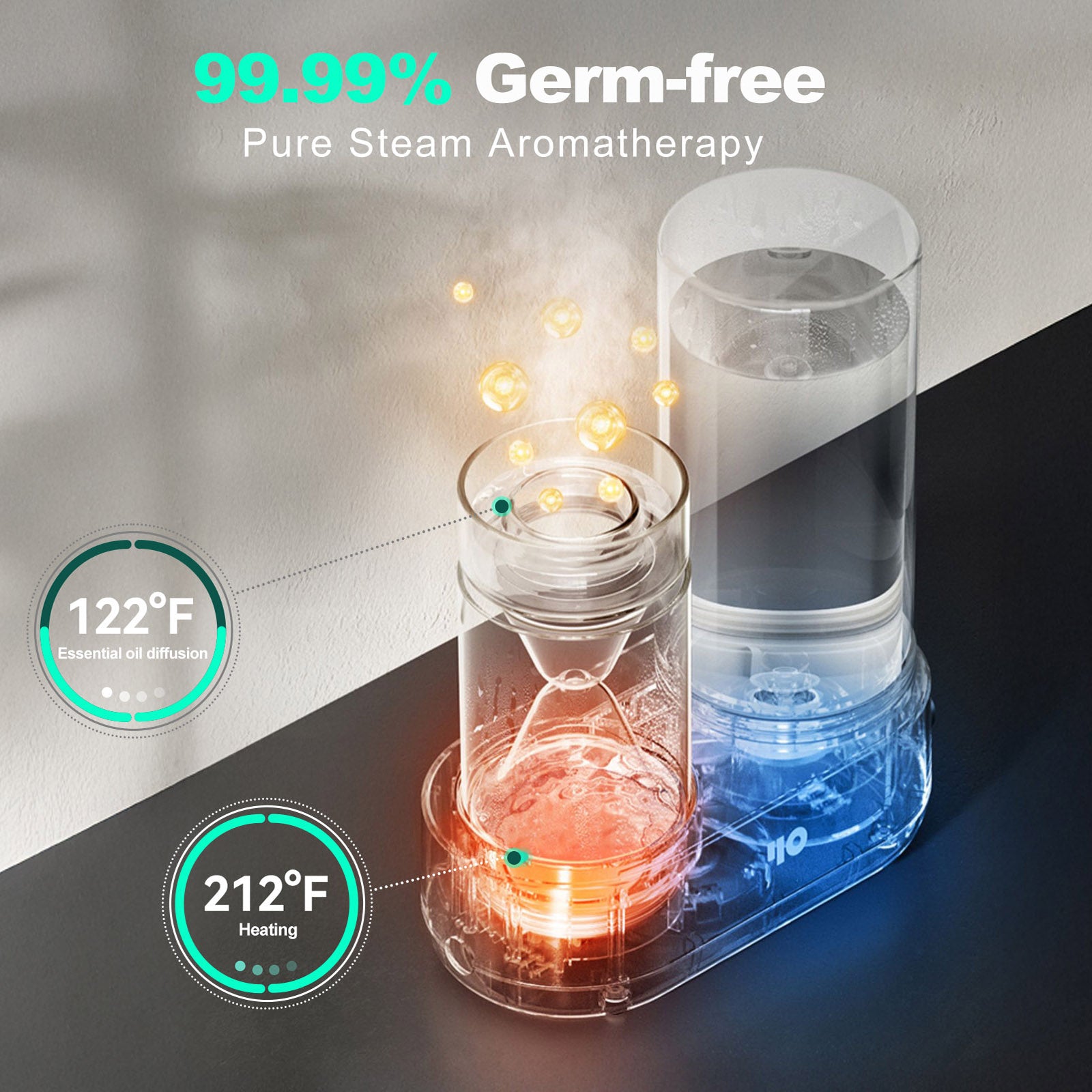 1,6 L en verre d'huile essentielle de vapeur arôme diffuseur